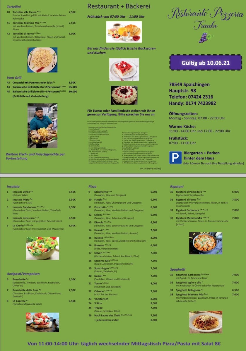 Restaurant Pizzeria Cafe Traube Spaichingen Photo Menu 4