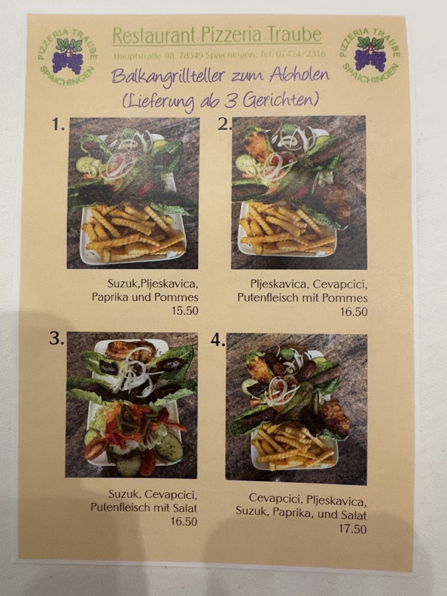 Restaurant Pizzeria Cafe Traube Spaichingen Photo Menu 5