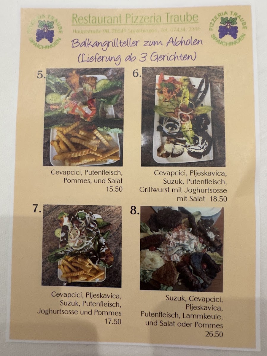 Restaurant Pizzeria Cafe Traube Spaichingen Photo Menu 8