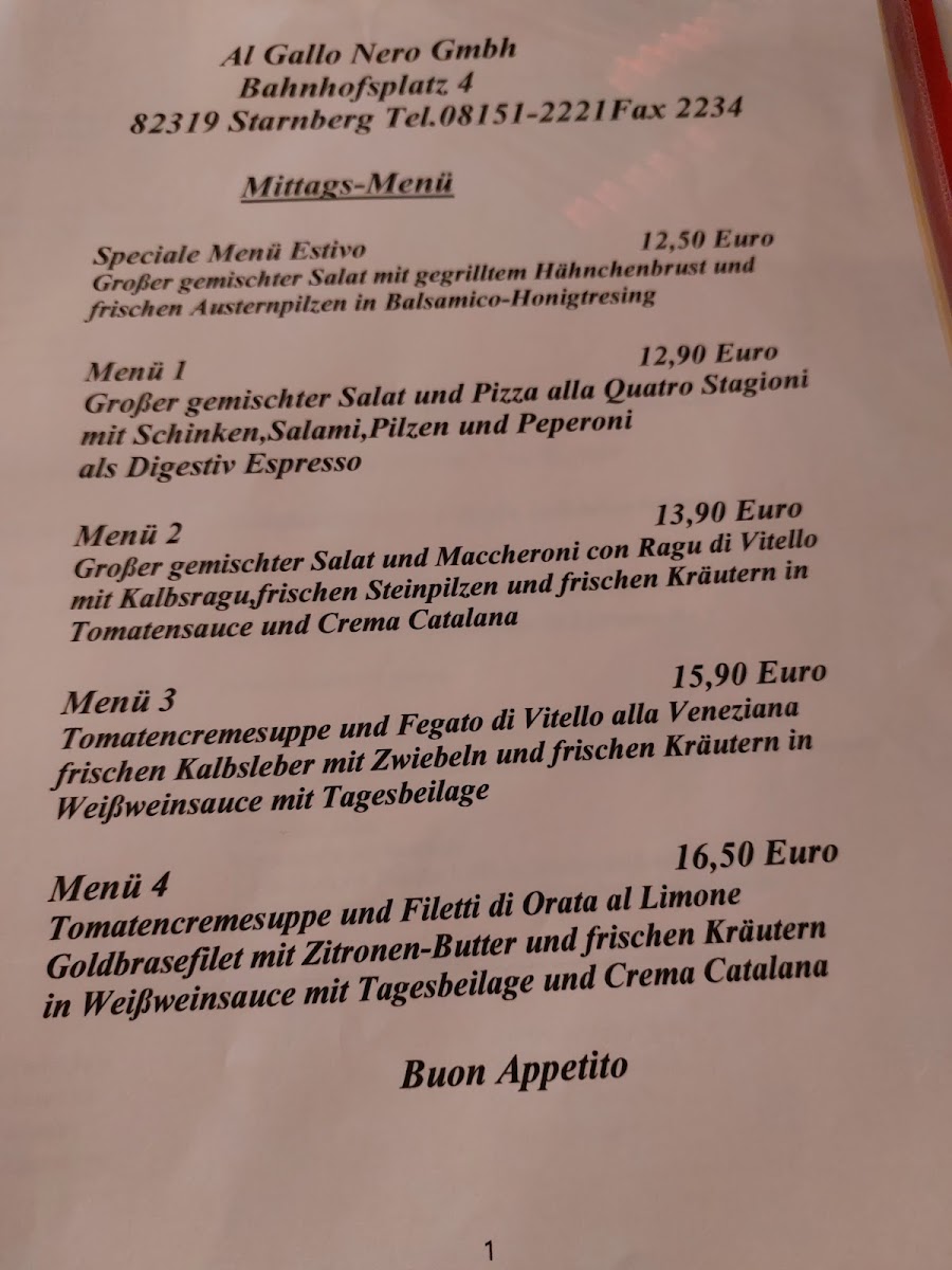 RESTAURANT AL GALLO NERO STARNBERG Photo Menu 7