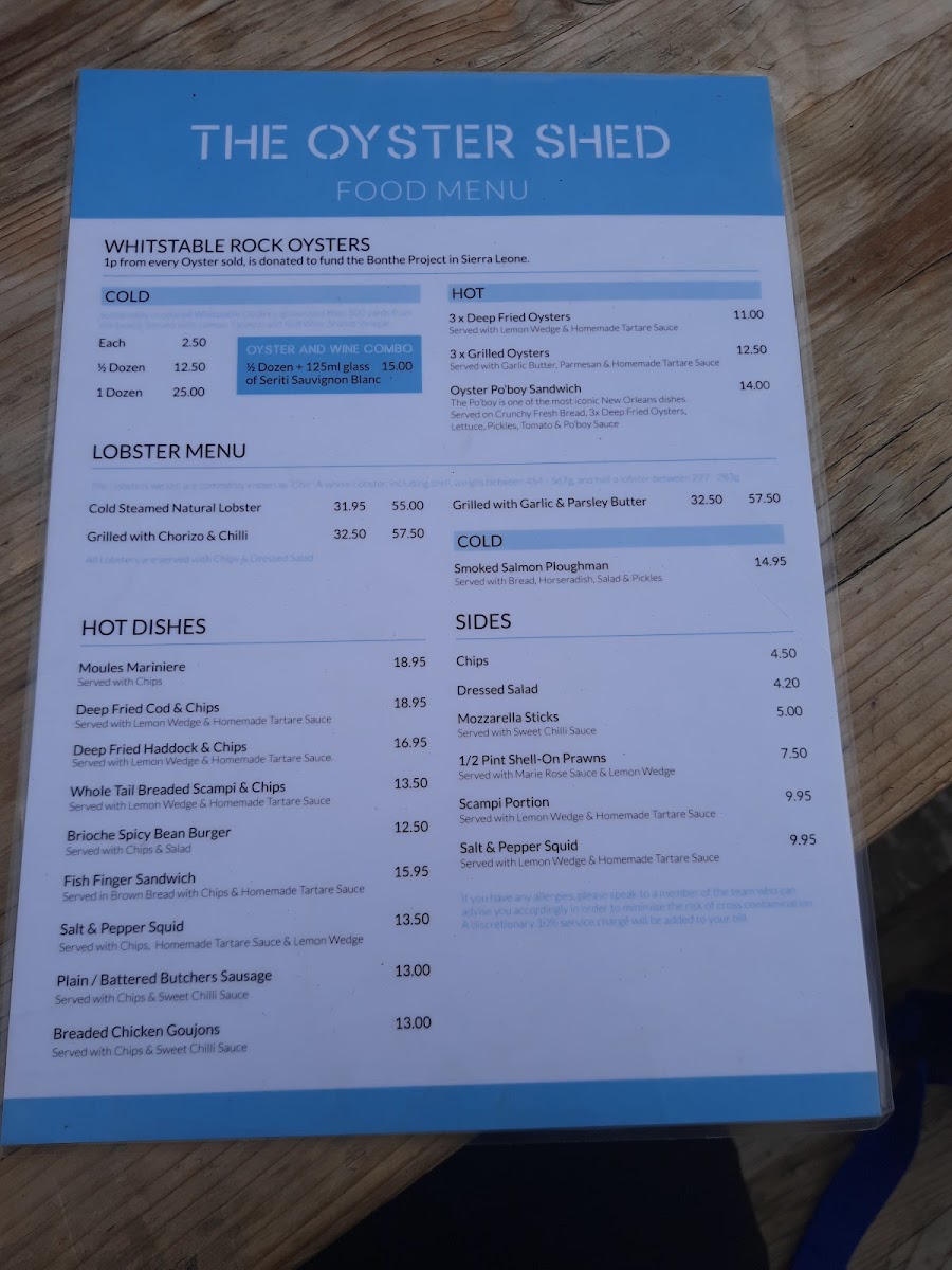 The Oyster shed Photo Menu 3