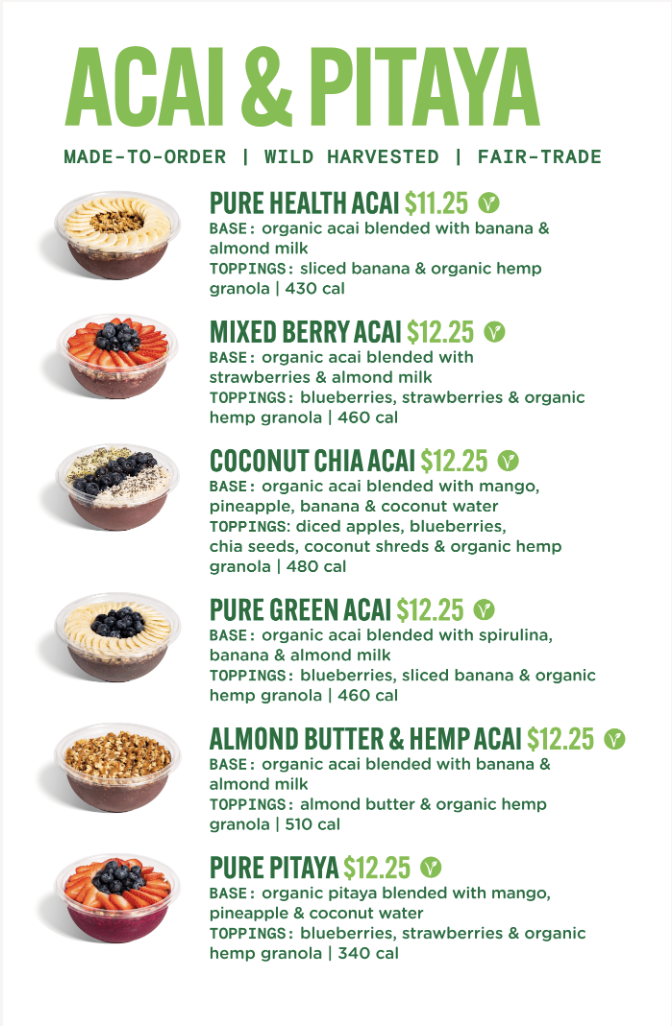 Pure Green - Juice Bar Dupont Circle Photo Menu 1