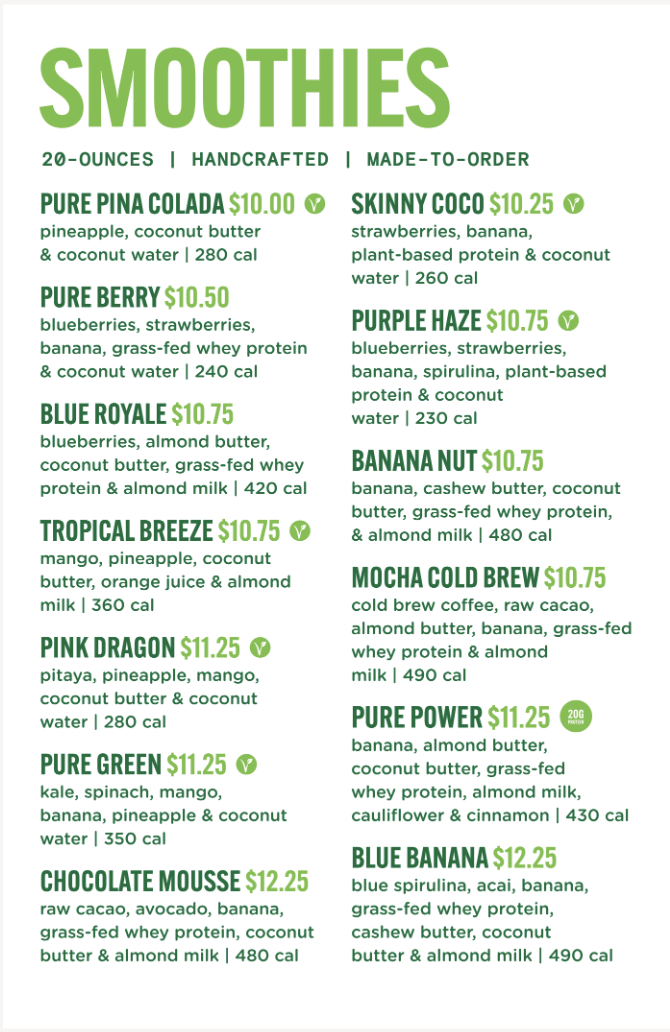 Pure Green - Juice Bar Dupont Circle Photo Menu 3