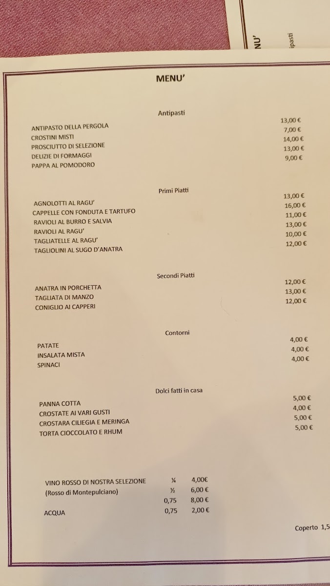 Vecchia Osteria la Pergola Photo Menu 3