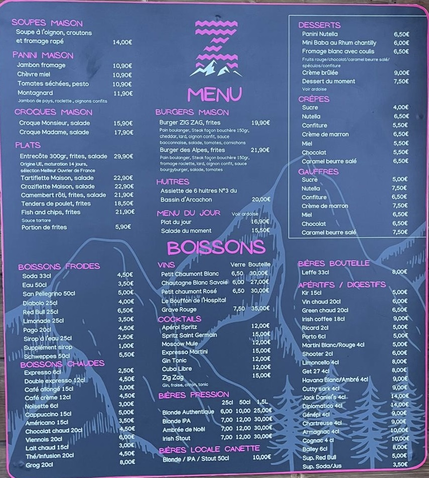 Zig zag Alpe d’Huez Photo Menu 1
