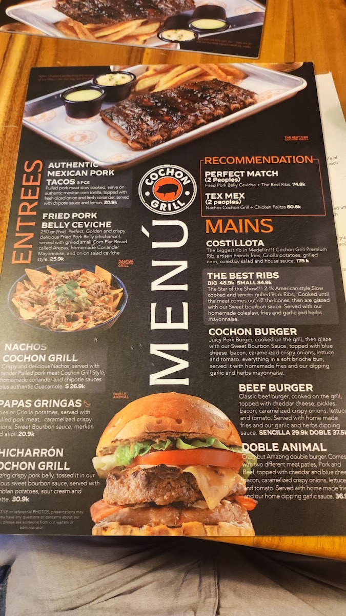 Cochon Grill Medellin Photo Menu 5