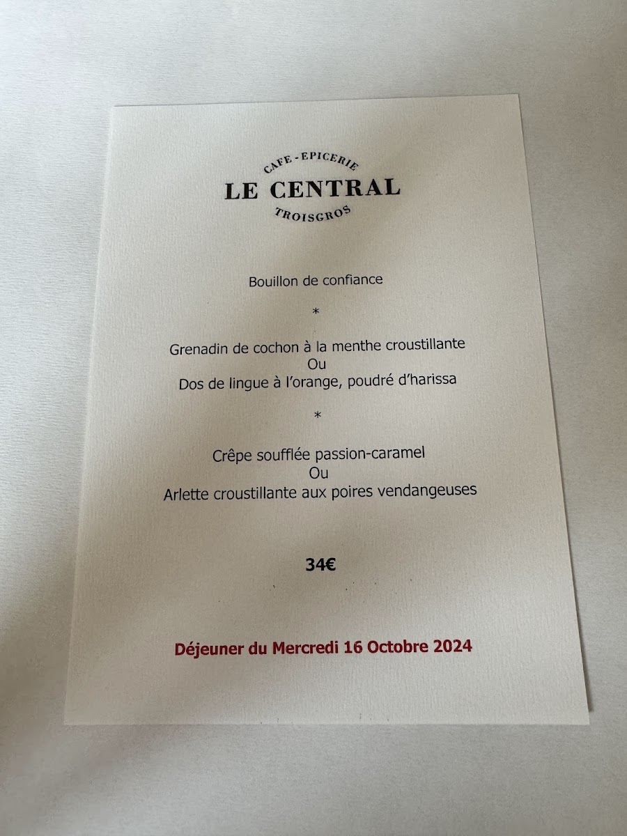 Le Central Photo Menu 3