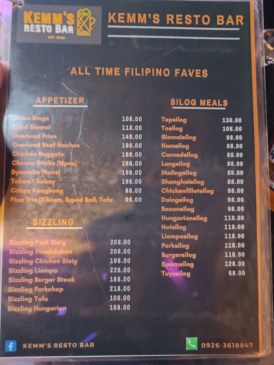 KEMM'S Restobar Photo Menu 2