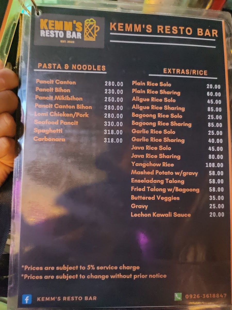 KEMM'S Restobar Photo Menu 3