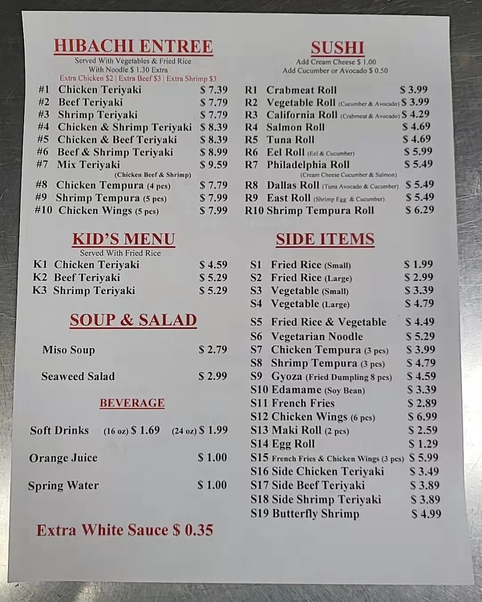 Hibachi Express Photo Menu 6