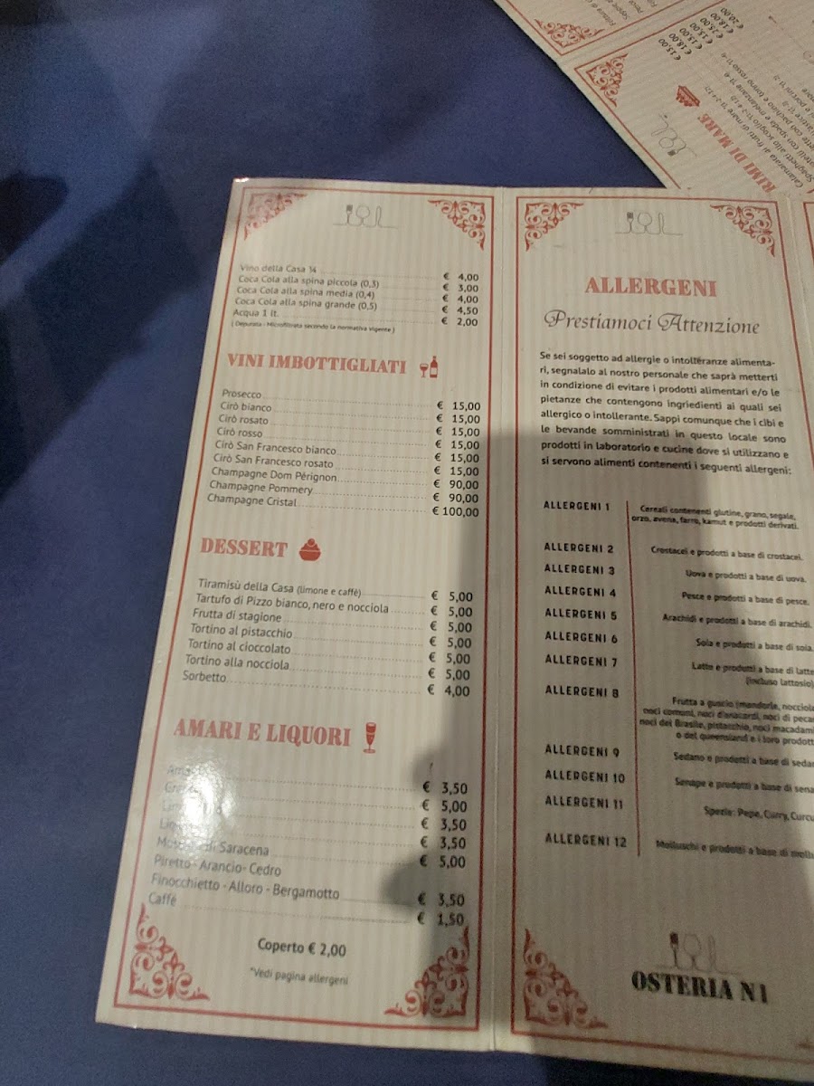 Osteria N° 1 Ristorante•Pizzeria•Braceria Photo Menu 6
