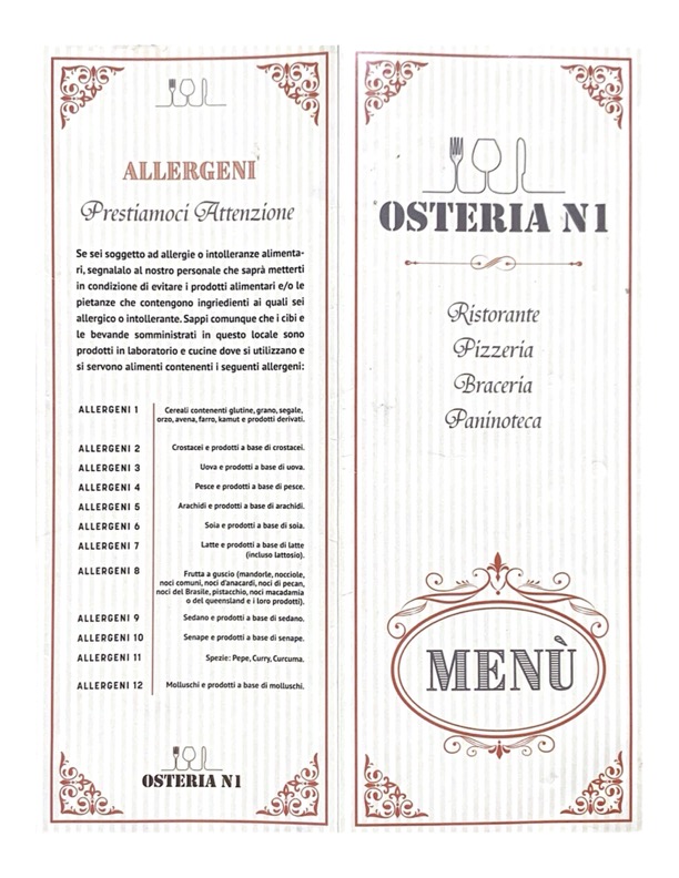 Osteria N° 1 Ristorante•Pizzeria•Braceria Photo Menu 7