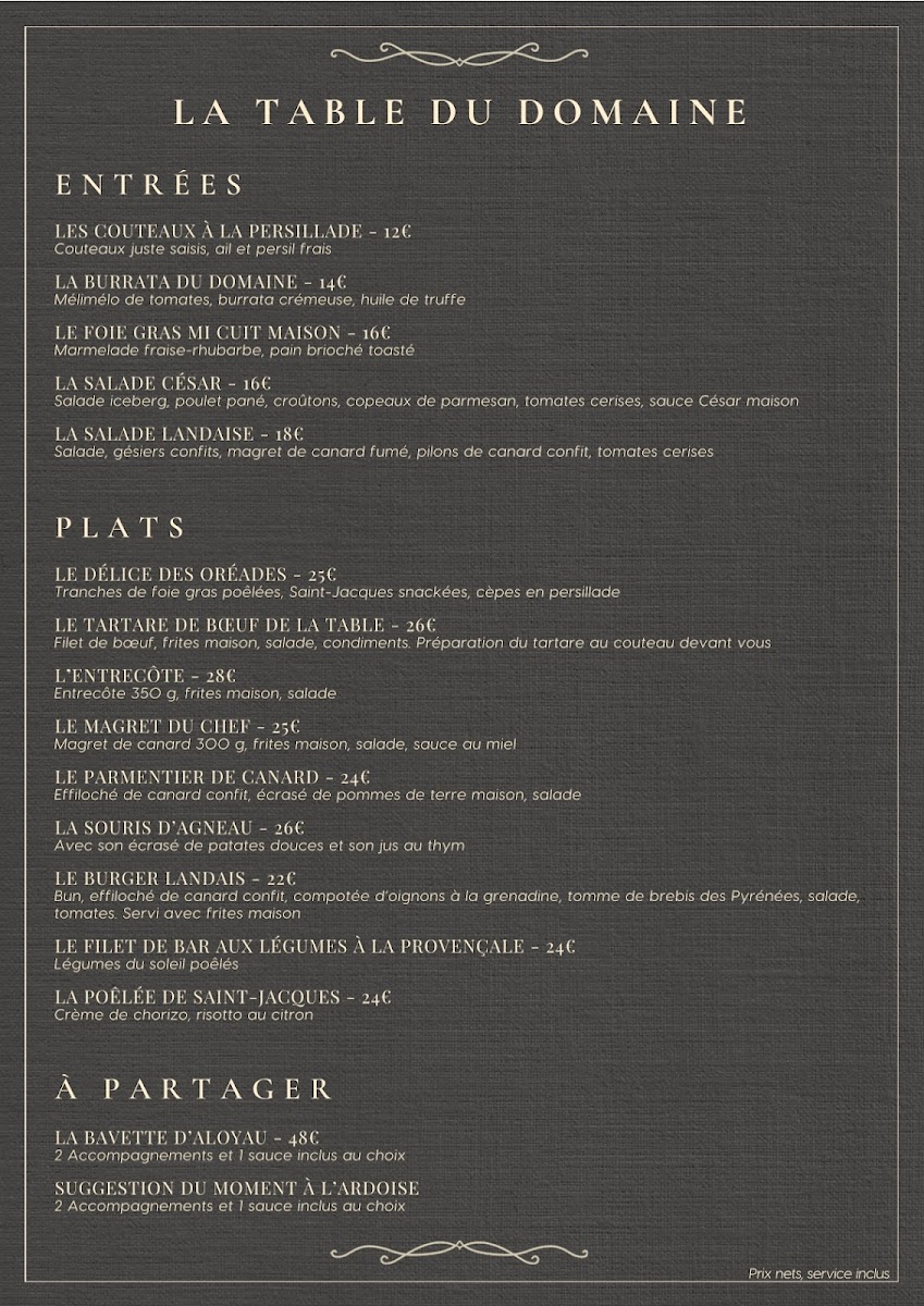 La Table Du Domaine Photo Menu 1