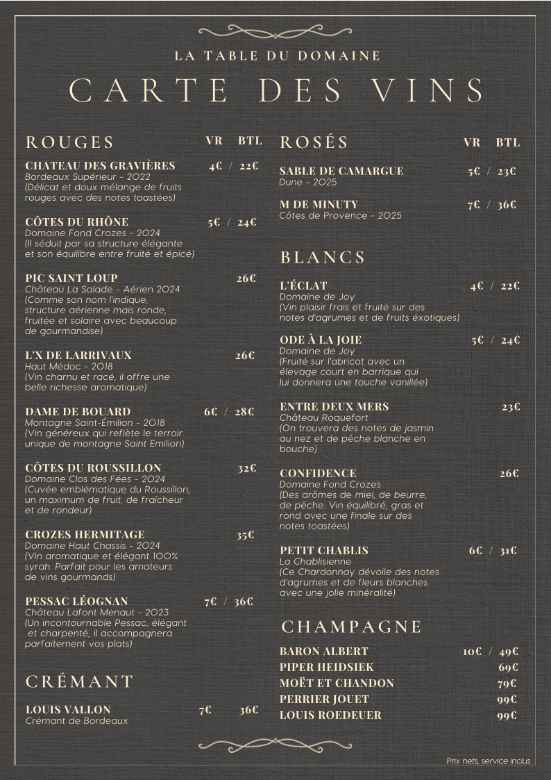 La Table Du Domaine Photo Menu 3