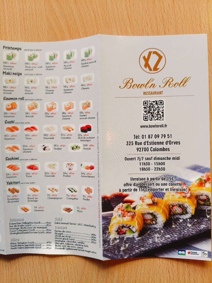 Bowl'n Roll restaurant japonais Photo Menu 2