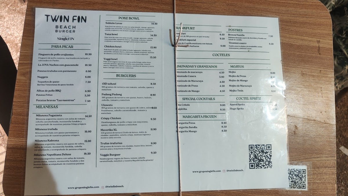 Twin Fin Photo Menu 1
