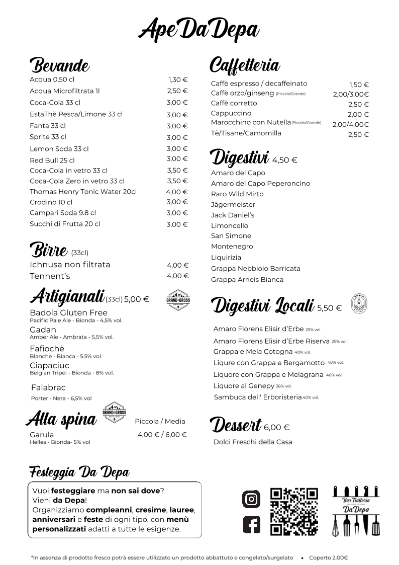 Bar Trattoria del Mutuo Soccorso Da Depa Photo Menu 1