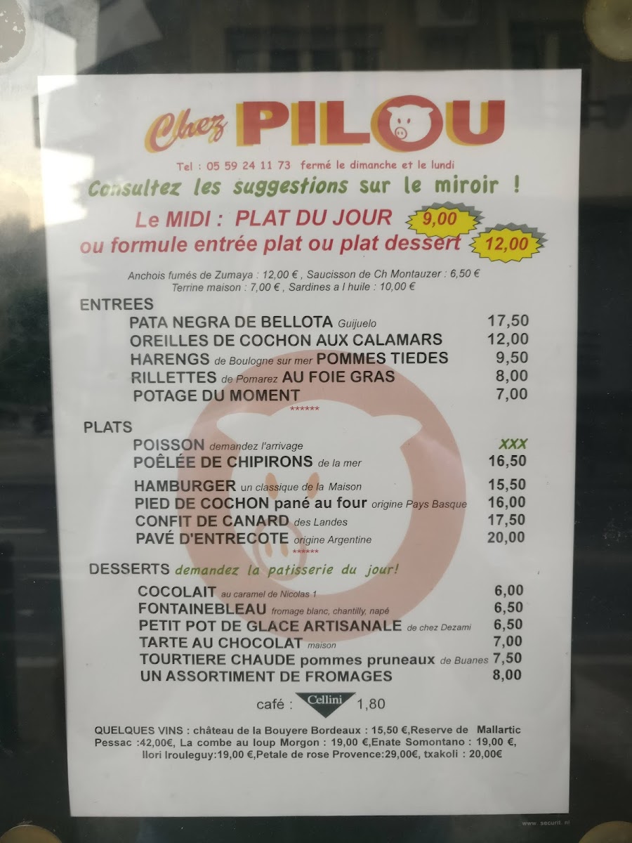 Chez Pilou - Bistrot Photo Menu 2