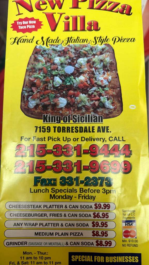 New Pizza Villa Photo Menu 2