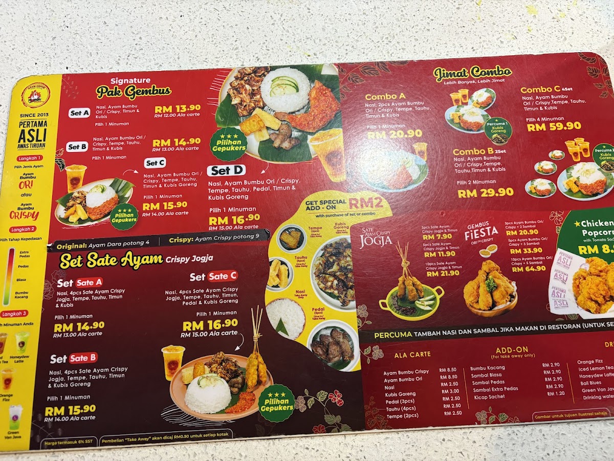 Ayam Gepuk Pak Gembus Tanjong Malim Photo Menu 1