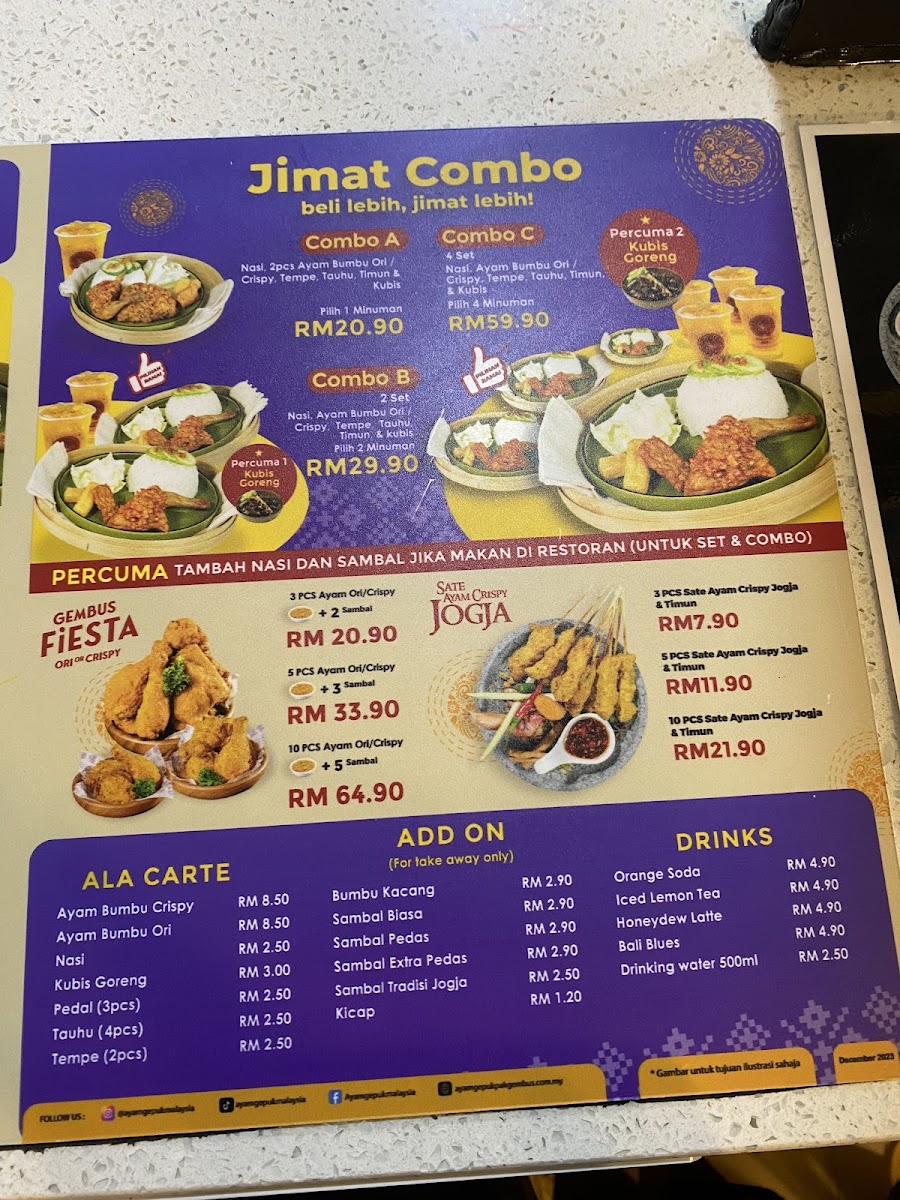 Ayam Gepuk Pak Gembus Tanjong Malim Photo Menu 2