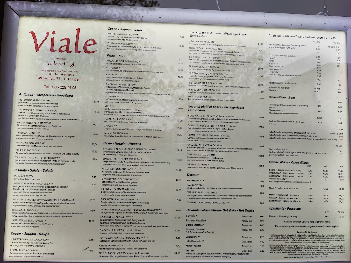 Viale dei Tigli Photo Menu 1