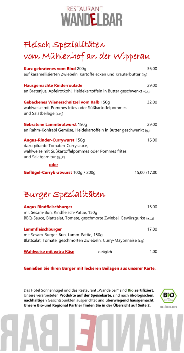 Restaurant Wandelbar Photo Menu 1