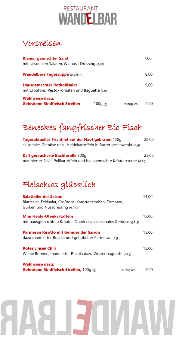 Restaurant Wandelbar Photo Menu 2