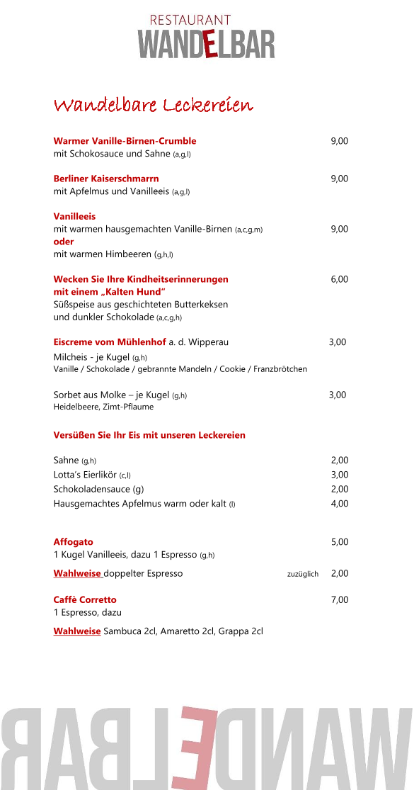 Restaurant Wandelbar Photo Menu 5