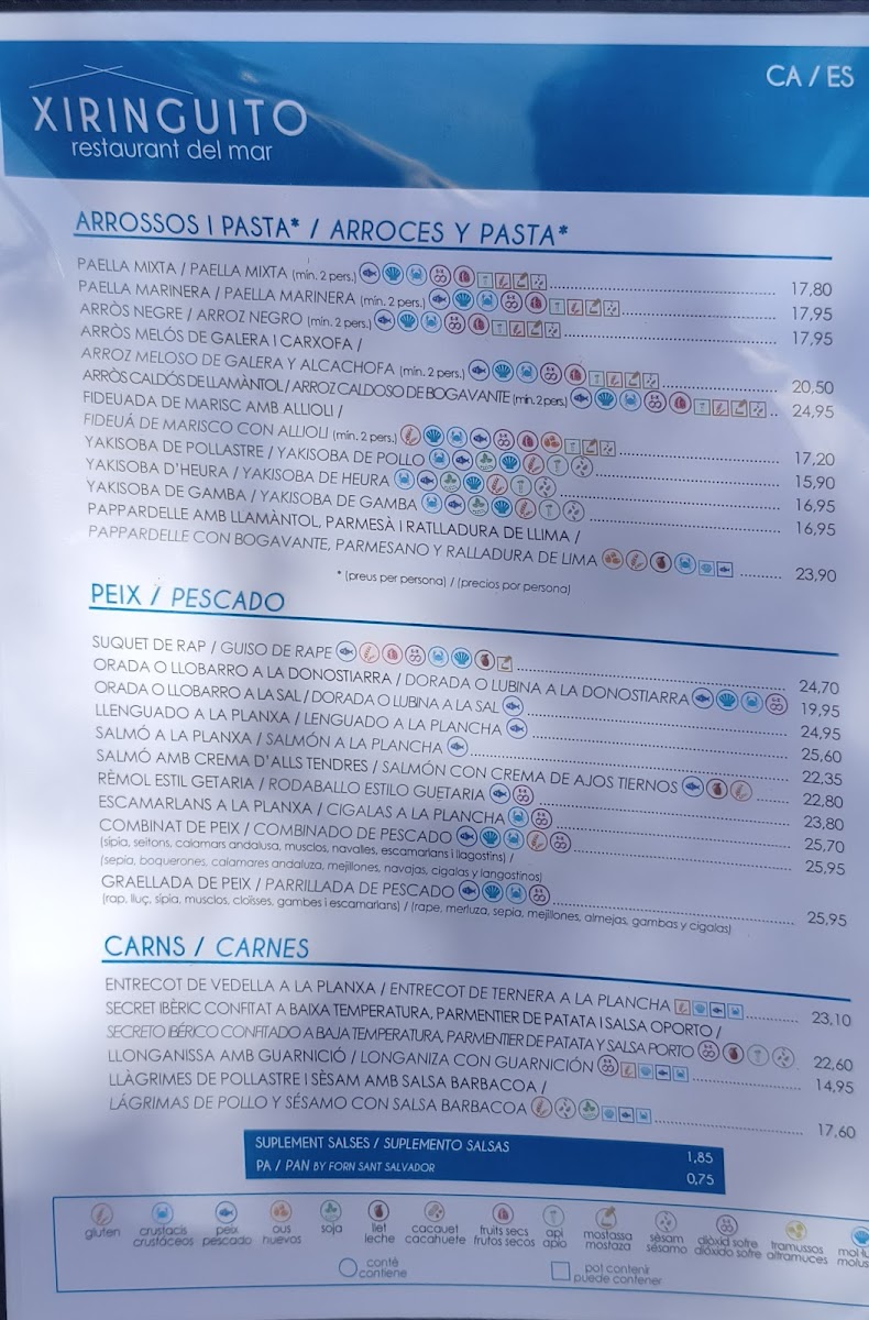 Xiringuito Restaurant Del Mar - Camping Joan Photo Menu 2