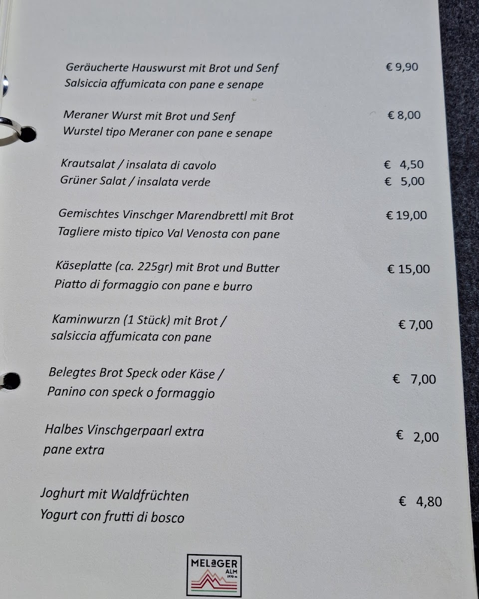 Melager Alm Photo Menu 2