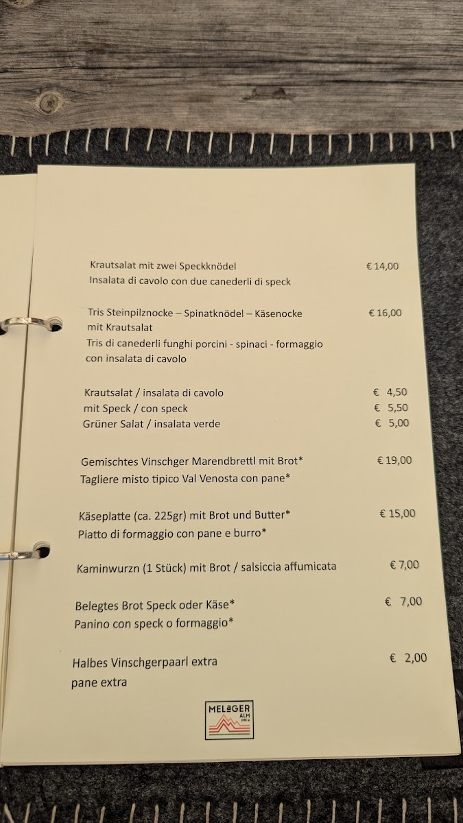 Melager Alm Photo Menu 3