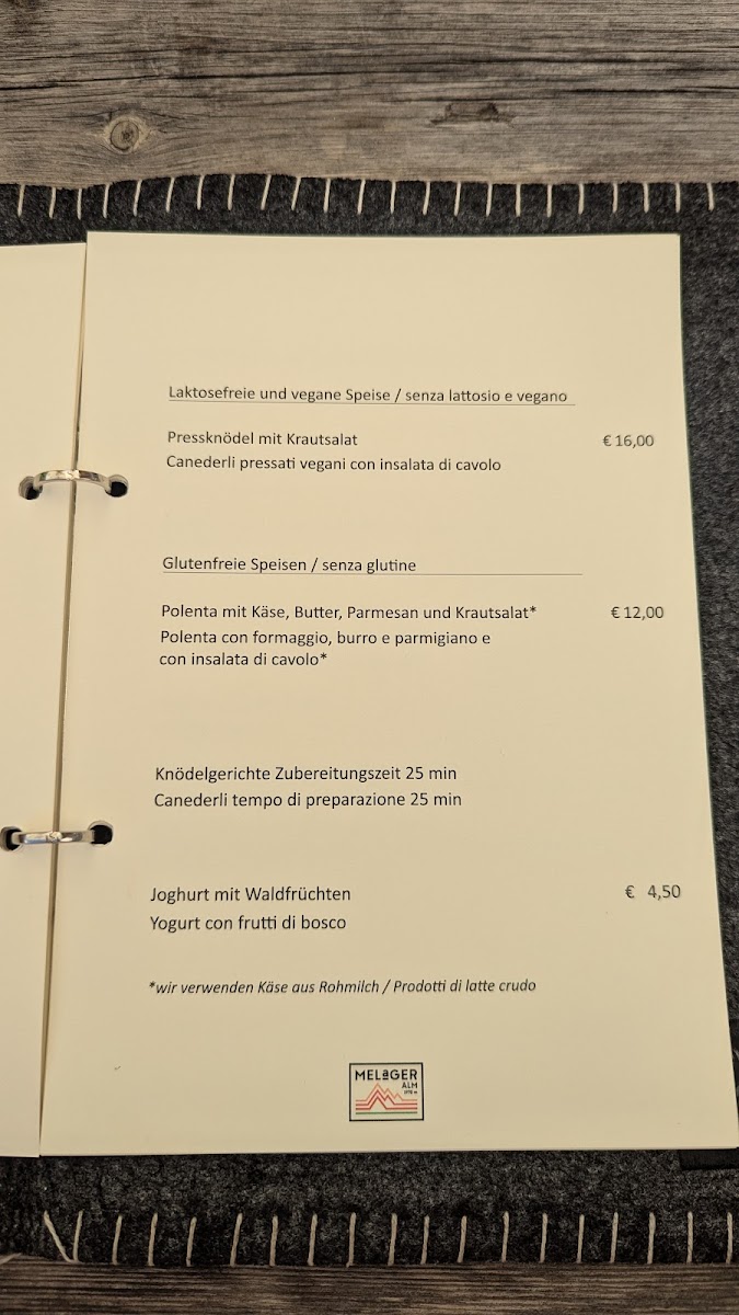Melager Alm Photo Menu 5