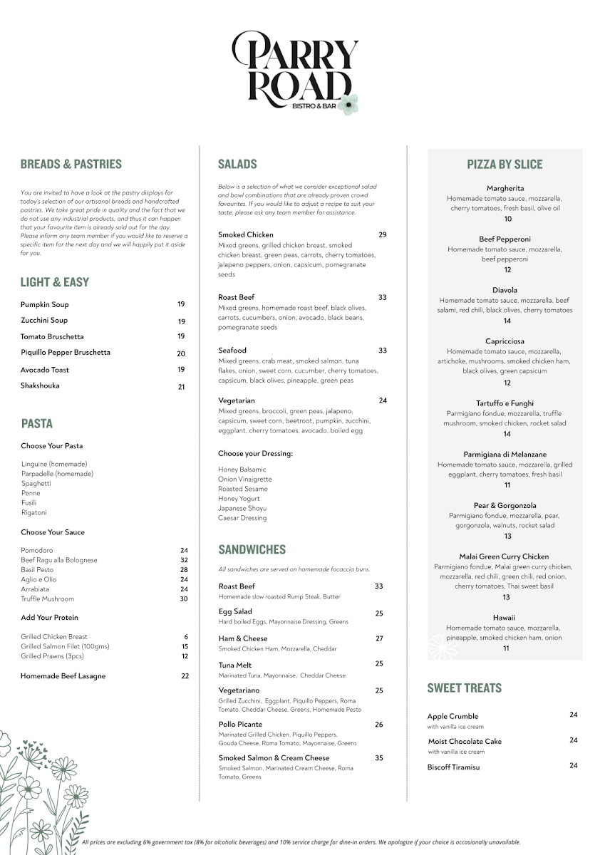 Parry Road Bistro & Bar Photo Menu 1