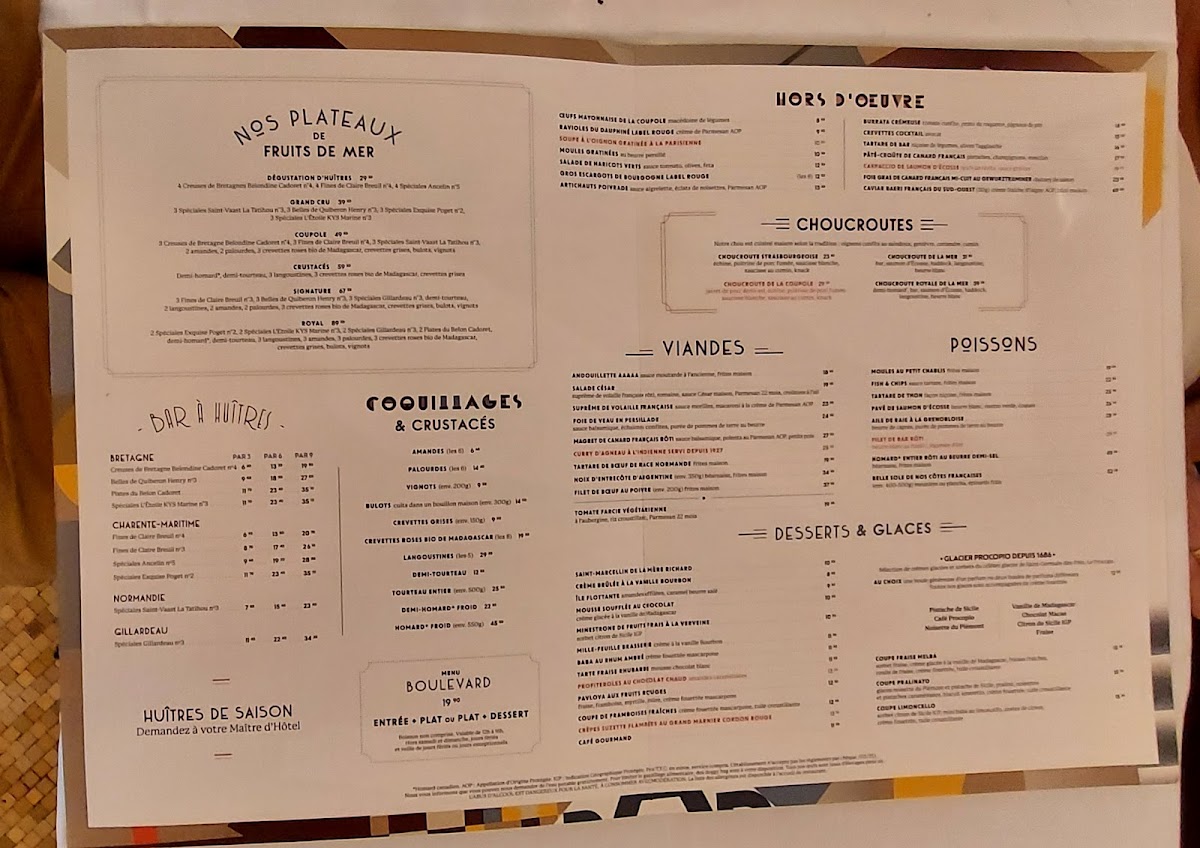 La Coupole Photo Menu 3