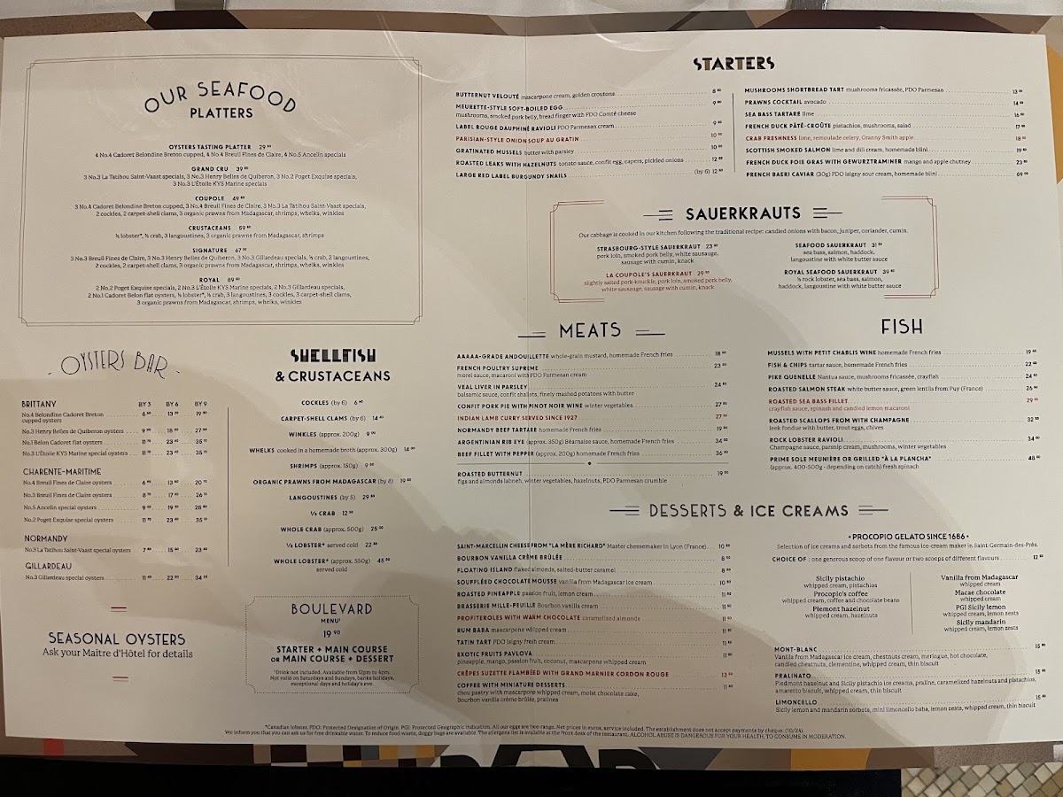 La Coupole Photo Menu 5
