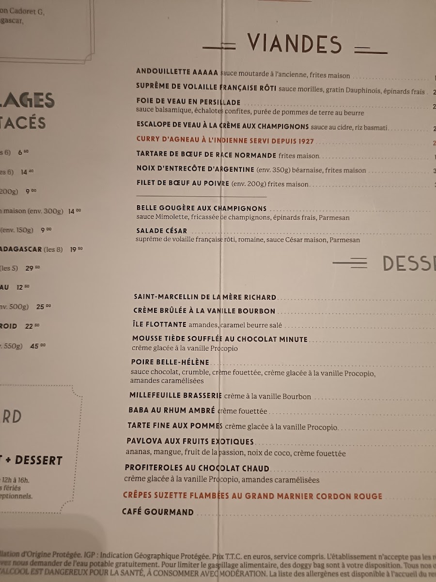 La Coupole Photo Menu 8