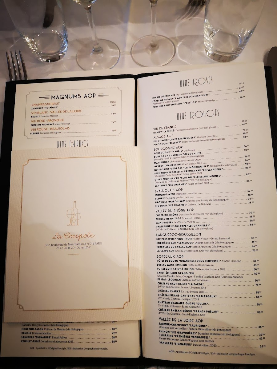La Coupole Photo Menu 9