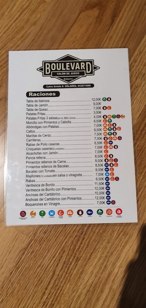 Salón de Juego Boulevard Photo Menu 3