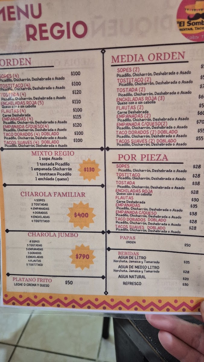 El Sombrerudo Photo Menu 1