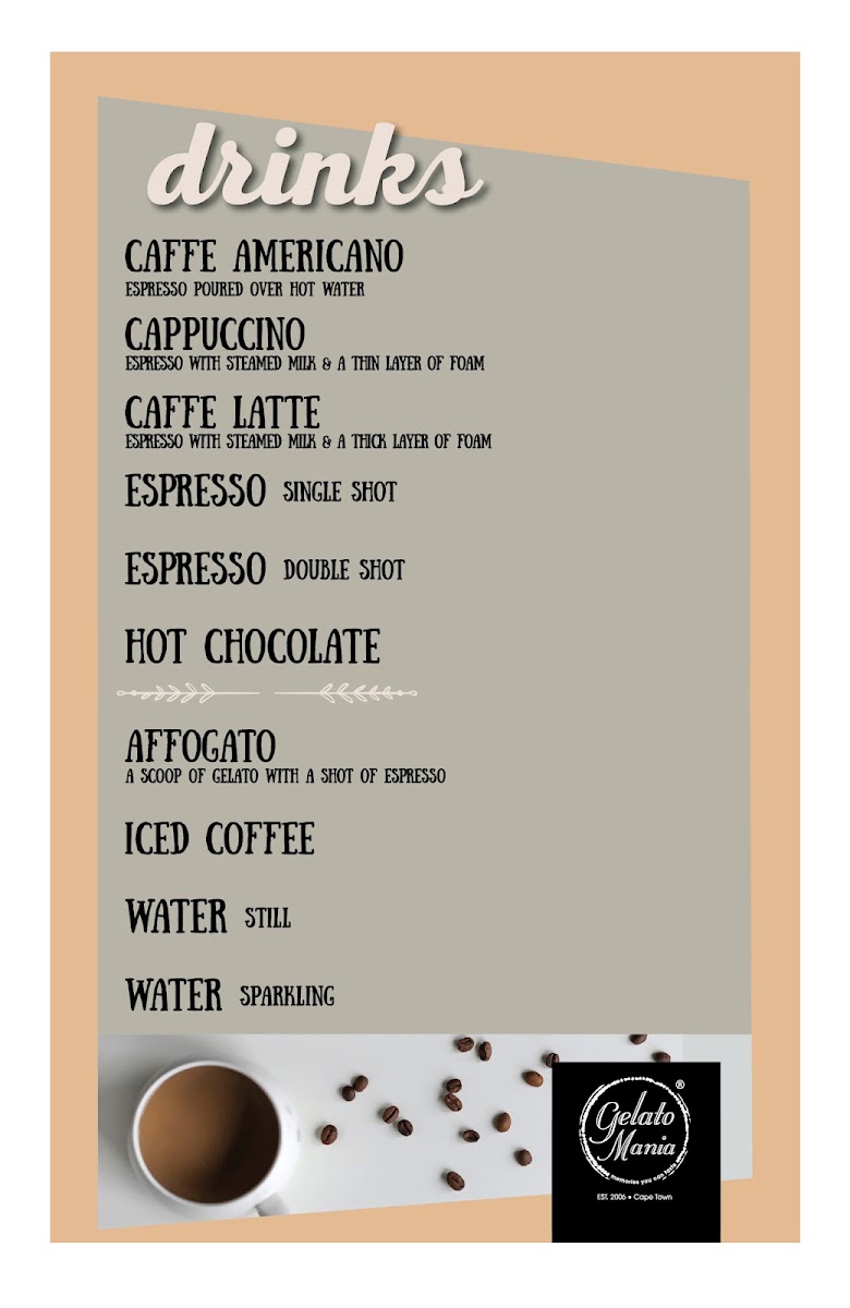Gelato Mania V&A Waterfront Photo Menu 1