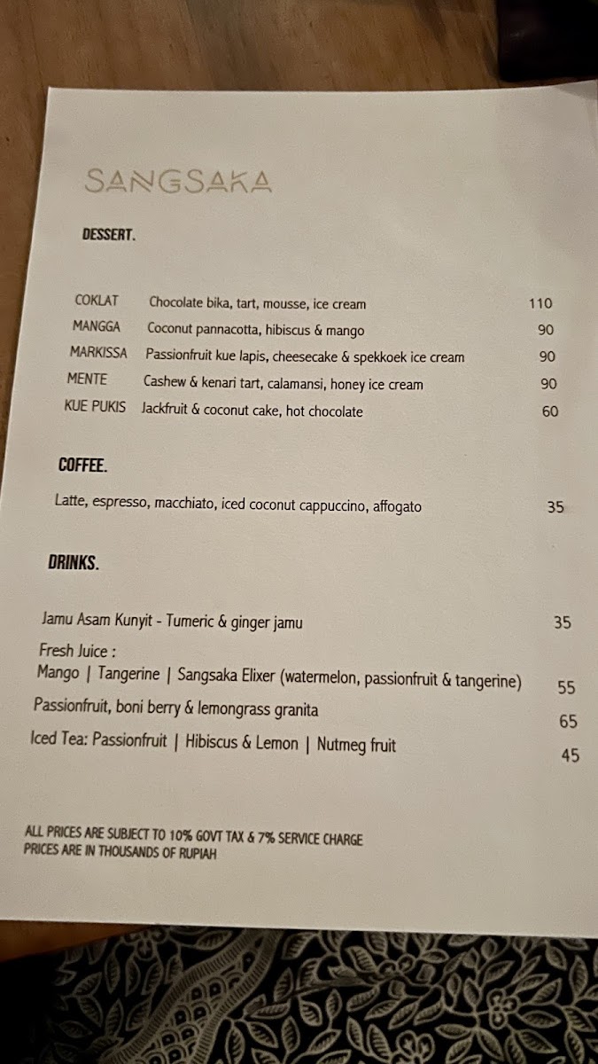 Sangsaka Restaurant Photo Menu 3