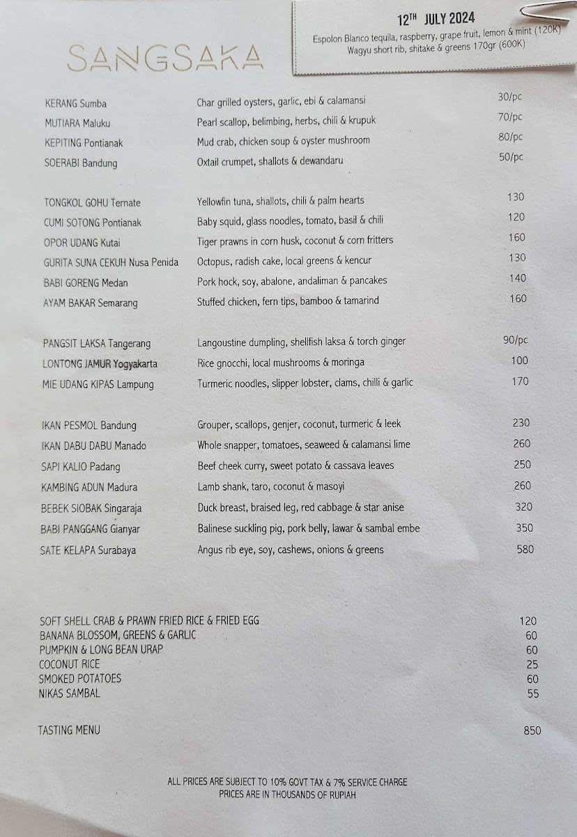 Sangsaka Restaurant Photo Menu 5