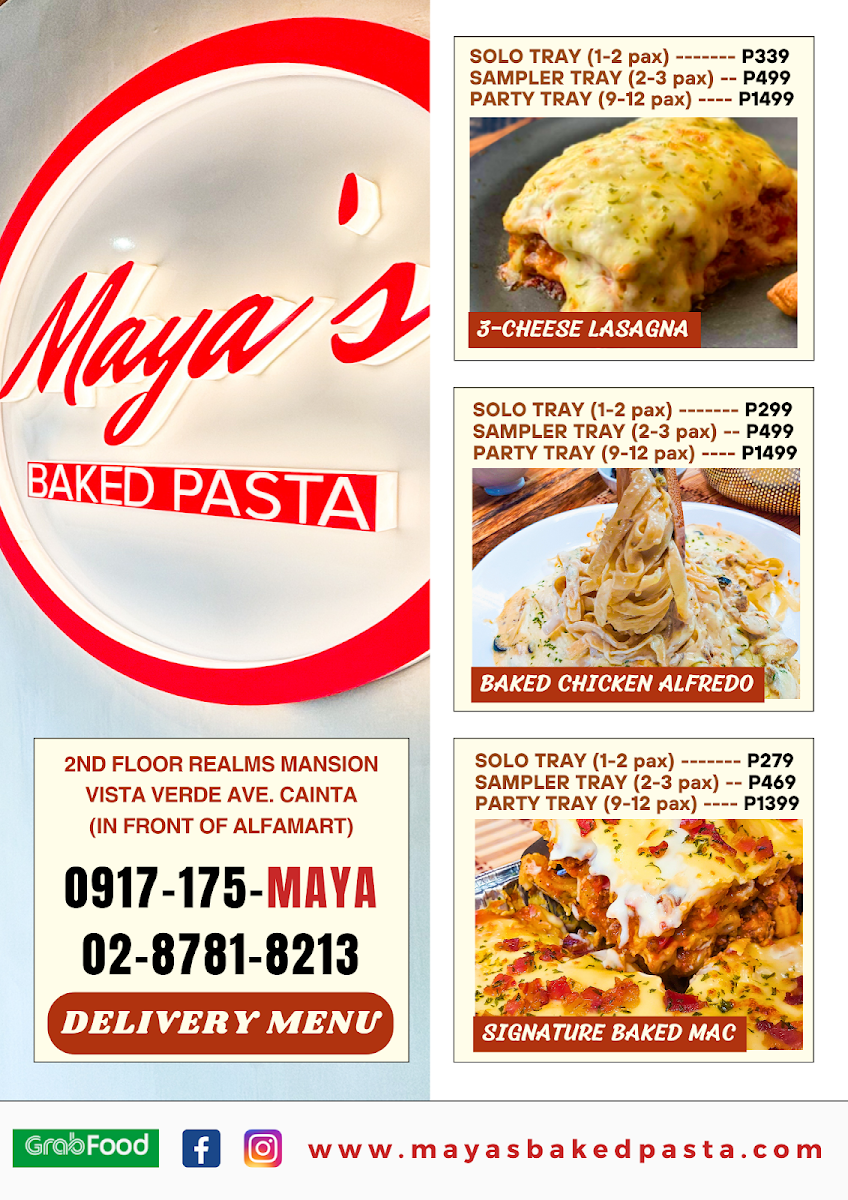 Maya's Baked Pasta Photo Menu 2