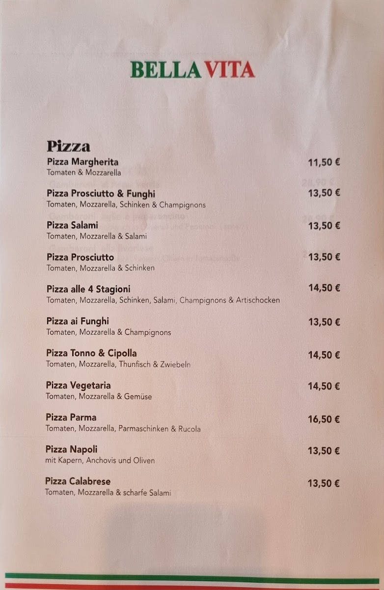 Bella Vita Photo Menu 1