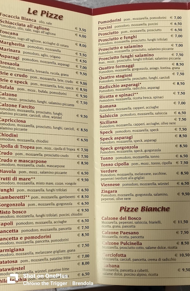 Pizzeria Da Beppe Brendola Photo Menu 2