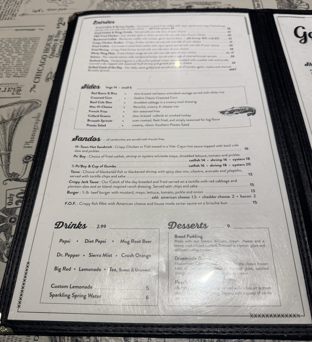 Gatlin's Fins & Feathers Photo Menu 2