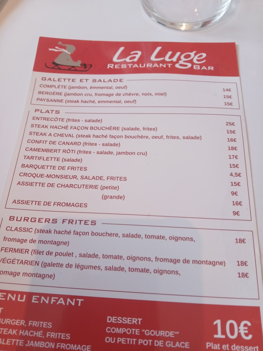La Luge Photo Menu 2