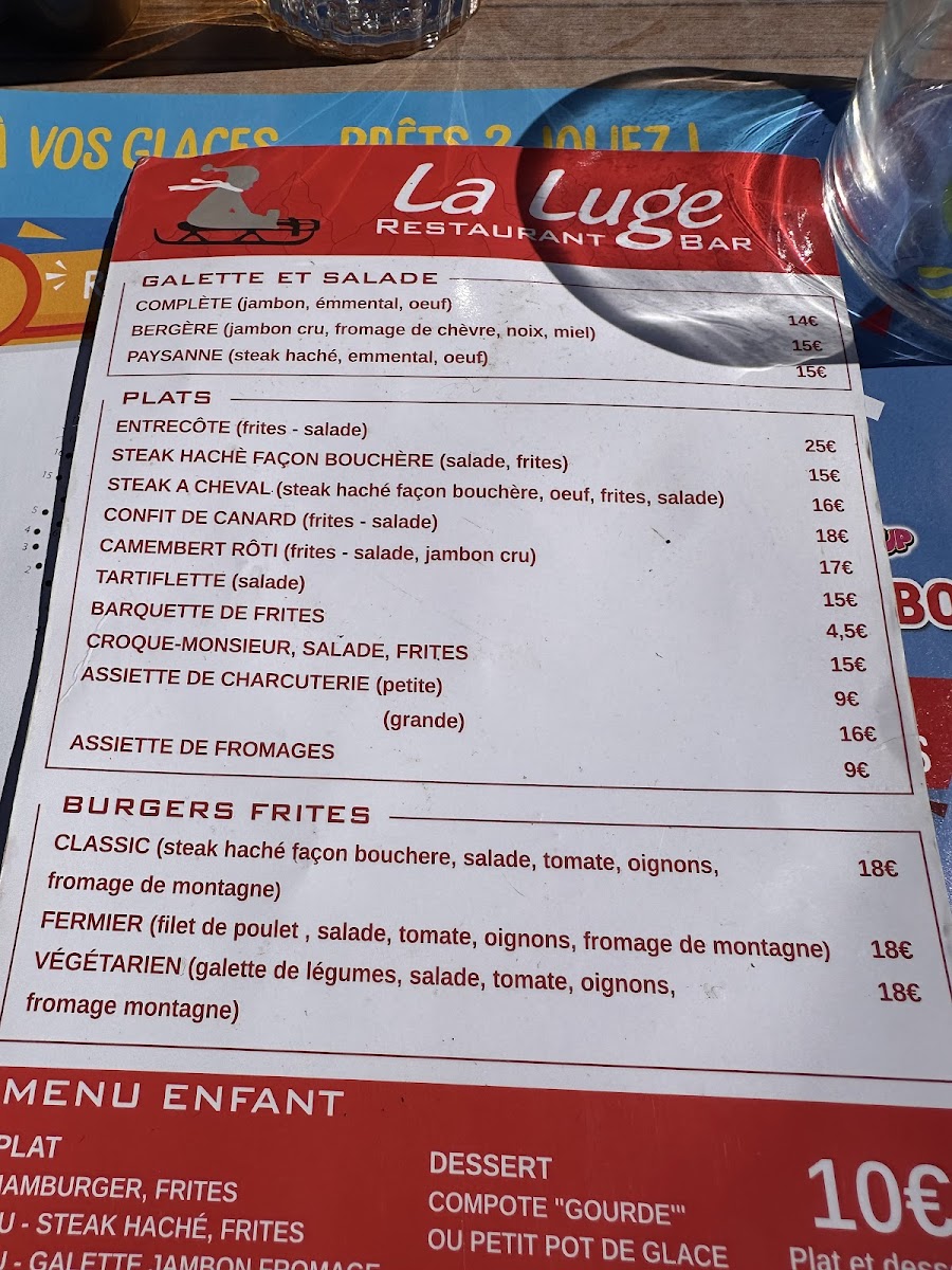 La Luge Photo Menu 3