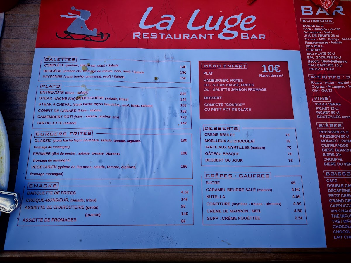 La Luge Photo Menu 4